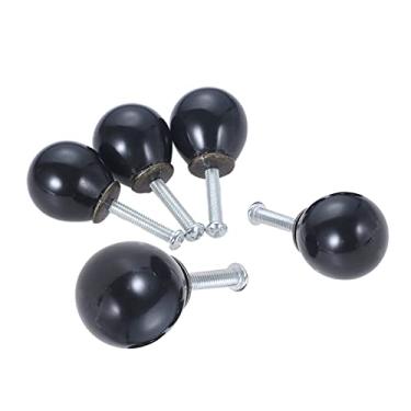 Imagem de 5 pcs Bola Cerâmica Botões Redondos Handles Cherry Forma Candy Color 21mmx26mm w/parafusos Branco/Bege/Azul/Vermelho/Black Cabinet Decor YYDFPIIA (Color : Black 5pcs)