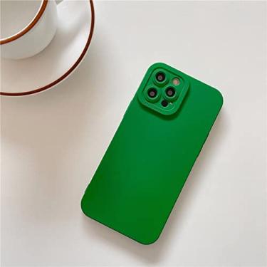 Imagem de Capa de telefone fluorescente de cor sólida de silicone macio para iPhone 13 12 11 Pro XS Max 7 8 Plus X XR SE 2 Capa de proteção de câmera, verde escuro, iPhone 7Plus,8Plus