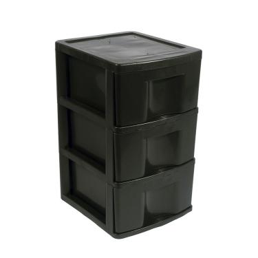 Imagem de Gaveteiro Plástico Grande 3 Gavetas Preto GV14P São Bernardo