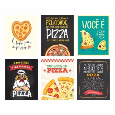 Imagem de Kit 6 Placas Decorativas Mdf Pizza