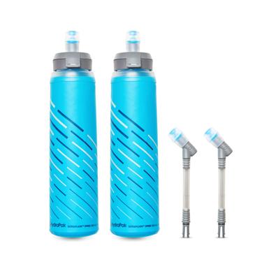 Imagem de HydraPak - Garrafa de Água Dobrável UltraFlask Speed (500 ml) - Compatível com Coletes de Hidratação e Pacotes de Corrida - Tamanho Padrão - Azul Malibu - 2 Unidades