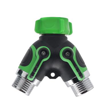 Imagem de C/H Divisor de mangueira de jardim de 2 vias, conector de torneira de mangueira 3/4, válvula dupla em Y ao ar livre com cabo emborrachado regulável e travável