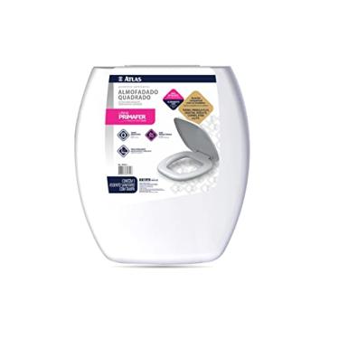 Imagem de Atlas - Assento Sanitário Almofadado Quadrado com Espuma Ultramacio, Acompanha Kit para Fixação, Cor Branca