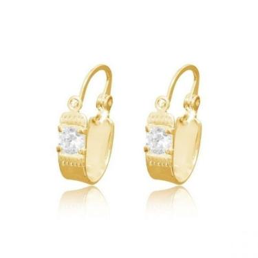 Imagem de Brinco Argola com Pedra Banhado a Ouro