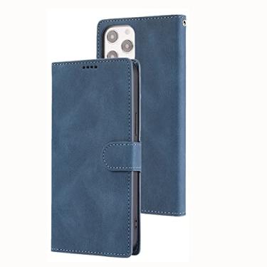 Imagem de YINGDAFENG Capa carteira para iPhone 14 Promax, capa flip de couro PU magnético com compartimentos para cartão suporte de visualização e proteção da câmera à prova de choque, capa interna de TPU (poliuretano termoplástico) azul