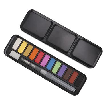 Imagem de Tyenaza Conjunto de pintura em aquarela, 12 cores em caixa portátil tinta aquarela não tóxica, kit de aquarela com um pincel para artistas amadores hobbies pintura ao ar livre