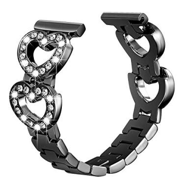 Imagem de SHGM Pulseira compatível com Galaxy Watch 41 mm/Active 2 Band 40 mm 44 mm/Samsung Galaxy Watch 42 mm Bands/Gear Sport/Gear S2 pulseira de reposição de metal de aço inoxidável de 20 mm