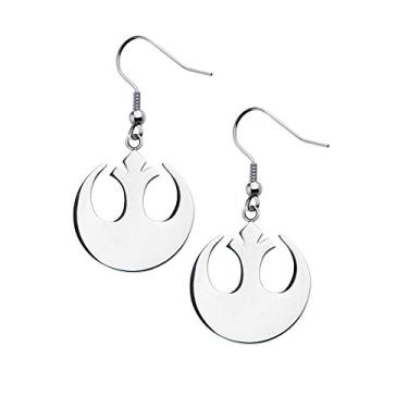 Imagem de Símbolo Imperial Star Wars de aço inoxidável feminino. Brincos com gancho.