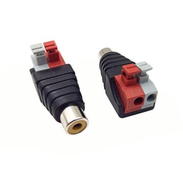 Imagem de Haokiang — Pacote com 2 alto-falantes Phono RCA fêmea para 2 parafusos, cabo de áudio, vídeo, mola tipo balum adaptador (RCA F/AV F)