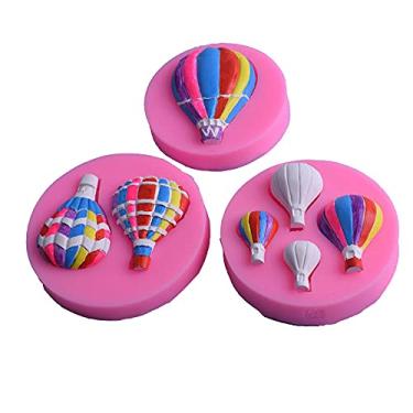 Imagem de Cestony 3 pçs/conjunto de moldes de silicone para fondant de balão de ar quente para bricolage bolo de chá de bebê fondant biscoitos sabão açúcar pudim chocolate doces rígidos sobremesa vela decoração