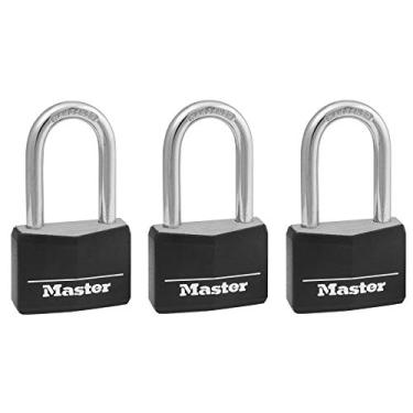 Imagem de Cadeado Master Lock, cadeado de alumínio coberto, 3,8 cm Largo, preto, 141DLF (três-rack)