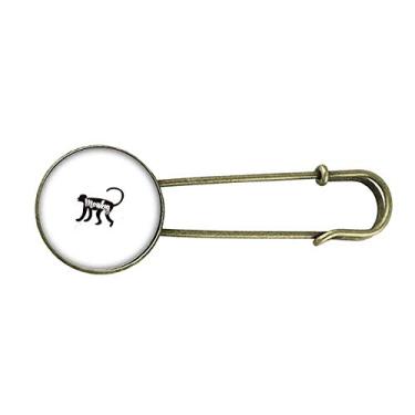 Imagem de Broche de metal retrô de macaco preto e branco animal