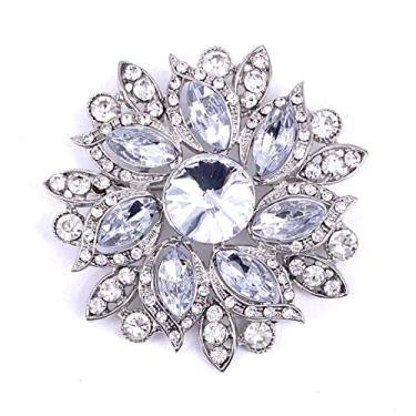 Imagem de LAXPICOL Broche de flor elegante de cristal austríaco vintage feminino broche de casamento, Cristal, Strass