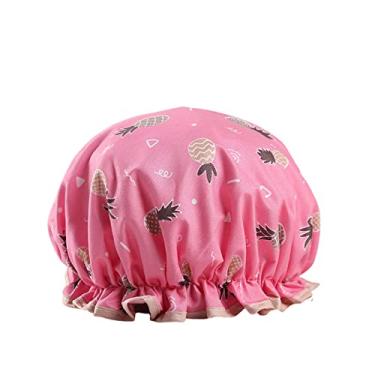 Imagem de Touca De Banho De Banho Chapéu De Banho Com Banda Elástica De Dupla Camada Reutilizável À Prova D'água Para Chuveiro De Salão De Spa