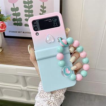Imagem de Bonito Love Heart Bracelet Phone Case para Samsung Galaxy Z Flip 4 Cover Hand Chain For Z Flip4 Flip4 Shell Protective Wristband, DS512,2, For Z Flip 4