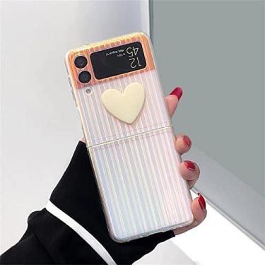 Imagem de Fashion Laser Stripes 3D Love Heart Transparent Case t para Samsung Galaxy Z Flip 3 4 5G Z Flip3 Zflip3 Z flip4 Cover,B with Love,For Z Flip 4