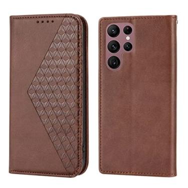 Imagem de FIRSTPELLA Capa compatível com Samsung S22 Plus, carteira de couro de luxo para negócios com suporte magnético para cartões de crédito, capa protetora à prova de choque para iPhone para mulheres e homens, marrom