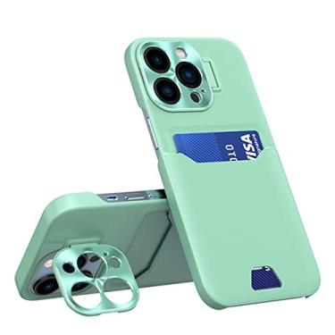 Imagem de Carteira de luxo com slot para cartão capa de telefone para iPhone 14 Pro Max Plus 13 12 mini câmera proteção suporte suporte capa, verde, para iPhone13 ProMax