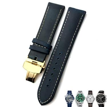 Imagem de JWTPRO 20mm 21mm 22mm pulseira de couro preto marrom pulseiras de relógio para Rolex para Omega Seamaster 300 para Hamilton para Seiko para IWC para pulseira Tissot (Cor: 10mm fecho de ouro, Tamanho: 20mm)