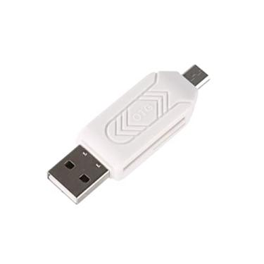 Imagem de Leitor De Cartão De Memória Adaptador OTG USB Notebook Computador Micro USB Tablet Celular Arquivos De Cartão SD Micro SD Portátil Plug And Play LINHA PREMIUM DUPIN (Branco)