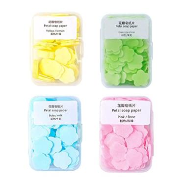 Imagem de MERIGLARE Folhas de sabonete portátil pequenas 400x, flocos de de pétalas de flor descartáveis, suprimentos de viagem, folhas de papel para sabonete para, Cor misturada
