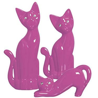 Imagem de Trio De Gatos G, Peq E Agachado Ceramicas Pegorin Orquidea