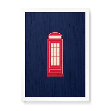 Imagem de Arte Maníacos Quadro Decorativo em Madeira Cabine Telefônica - 23x16,25cm (Moldura caixa em laca branca)
