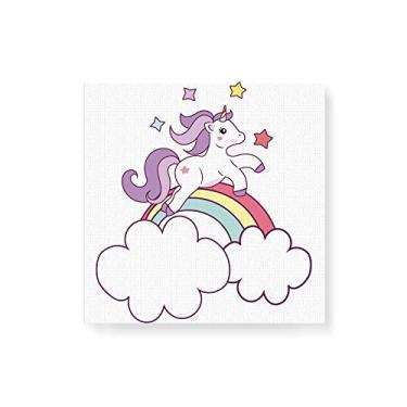 Imagem de Arte Maníacos Quadro Decorativo em Tela Canvas Unicórnio Arco-íris - 30x30cm