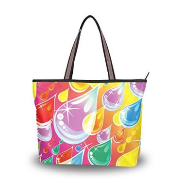 Imagem de ColourLife Bolsa de ombro com alça superior, várias cores caídas, bolsa de ombro para mulheres e meninas, Multicolorido., Large