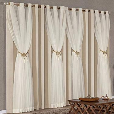 Imagem de Cortina para Varão Karyna 3,00m x 2,50m Sala Quarto Linha Nobre - Palha