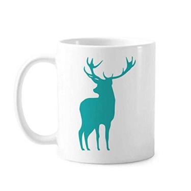 Imagem de Caneca de cerâmica de grão de madeira azul de cervo, copo de porcelana de café
