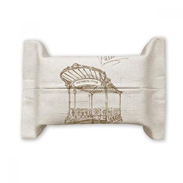 Imagem de Metropolitain Station França Paris Suporte de capa de papel para lenços faciais Bolsa de linho de algodão