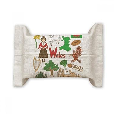 Imagem de Wales Landscap Bolsa de linho de algodão com bandeira nacional do Reino Unido