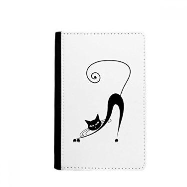 Imagem de Black Cat Stretch Halloween Animal Art Outline Passaporte Notecase Burse Carteira Porta-cartão