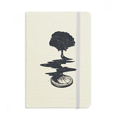 Imagem de Caderno com estampa de arte em formato de árvore de bússola, capa dura de tecido, diário clássico