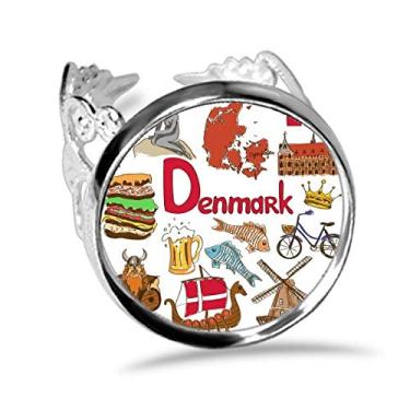 Imagem de DIYthinker Anel de noivado ajustável com a bandeira nacional da Dinamarca Landscap Animals