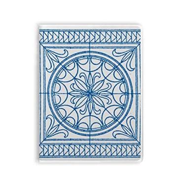 Imagem de Diário de capa macia com estampa azul decorativa estilo Talavera