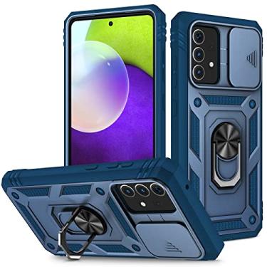 Imagem de Estojo anti-riscos Galaxia Samsung compatível A53 5G Caso com lente Protectionfull Body Hard Slim 3 em 1 caso de proteção, com caixa de suporte de giro magnético Capa de celular (Color : Midnight Blu