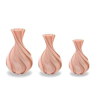 Imagem de Kit 3 Vasos Jarros decorativos para plantas artificiais - Modelo Vasos/Jarros Espirais (Salmao)