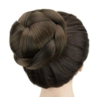 Imagem de IMISSU Capa de cabelo chignon trançada tamanho grande rosquinha apliques de cabelo scrunchie coque peruca updo (M4 Castanho Misto)