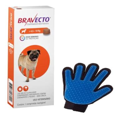 Imagem de Bravecto Cães Antipulgas e Carrapatos MSD 250mg 4,5-10 kg | Kit Luva Massageadora Tira Pelos
