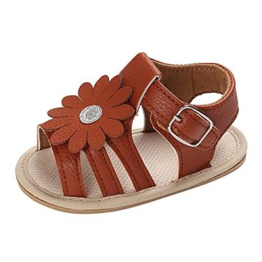 Imagem de Chinelos de casa para crianças meninas sapatos para sapatos de verão com flor laço sandálias de verão sandálias de gelatina infantil tamanho 5, Marrom, 12-18 Months Infant