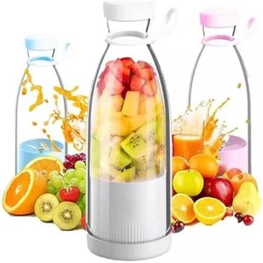 Imagem de Mini Liquidificador Portatil Mixer Portatil Shake Coqueteleira Eletrica Sem Fio Squeeze Recarregavel 420ml, 6 laminas Cores Sortidas