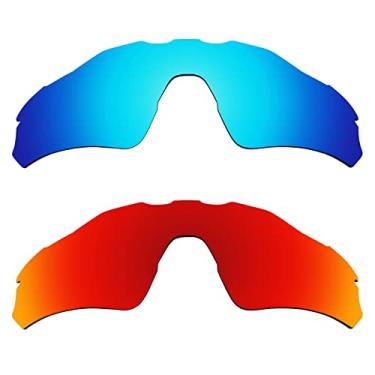 Imagem de Alphax 2 pares de lentes polarizadas de substituição para óculos de sol Oakley Radar EV Path OO9208 - azul + vermelho