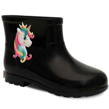 Imagem de Bota Infantil Galocha Feminina 21ao26 Botinha Menina Unicornio 09.40 (Preto, BR, Criança de 1 a 3 anos, Numérico, 22)