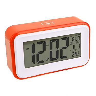 Imagem de Despertador elétrico, modo de luz de fundo do despertador digital com visor de temperatura para a casa para o quarto(laranja)
