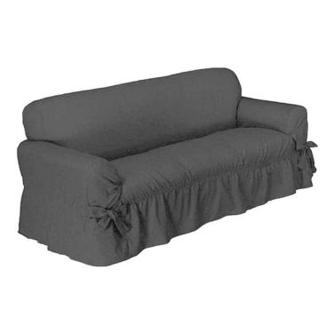 Imagem de Capa De Sofá 3 Lugares Avulso Gorgurão Maquinetado - Preto