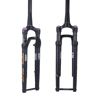 Imagem de BOLANY Garfo de suspensão para bicicleta de estrada 60 mm viagem 700C freio a disco off-road XC Air Fork Bloqueio manual 100 * 12 mm através do eixo amortecedor de bicicleta