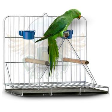 Imagem de Gaiola Poleiro Triplo Dobrável Calopsita Papagaio Ring Neck
