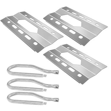 Imagem de Kalomo BBQ Gas Grill Replacement Parts Stainless Steel Grill Heat Plates Shield Heat Tent Burner Cover, Gas Grill Burner Pipe Tube Repair Kit for Nexgrill 720-0011, 720-0047-U, Kirkland 778627, 3-Pack